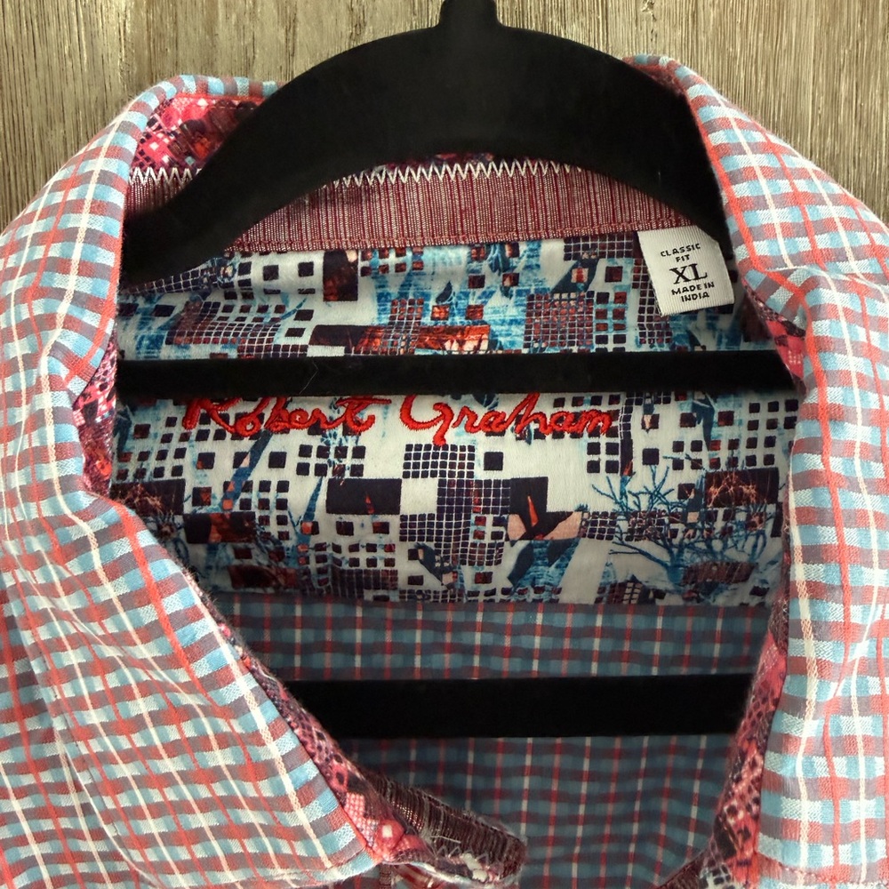 Robert Graham Blue and Pink Checkered Men's Shirt